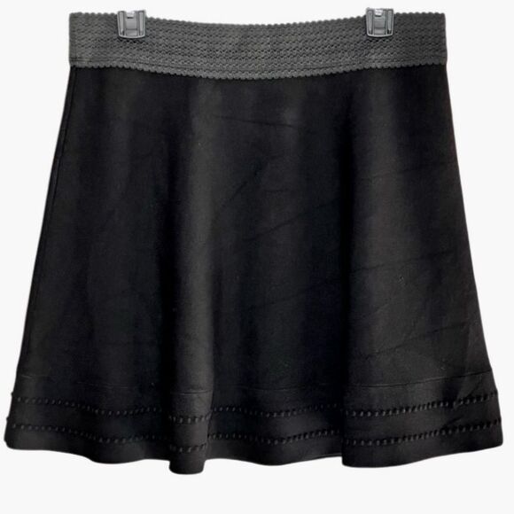 Club Monaco by Ralph Lauren Knit A-Line Mini Skirt in Dark Black Women’s L - Picture 1 of 8